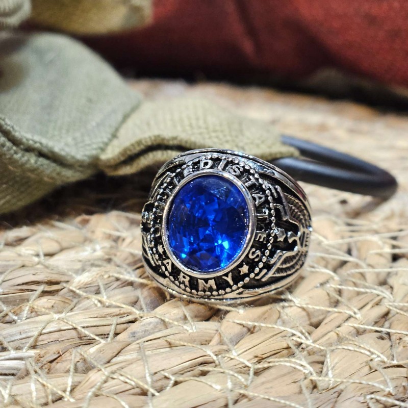 BAGUE US ARMY - BLEU ARGENT