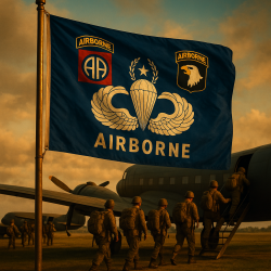 DRAPEAU AIRBORNE BLEU -...