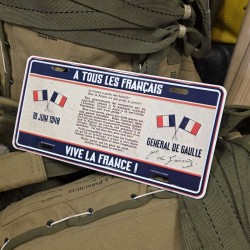 PLAQUE APPEL DU 18 JUIN 1944