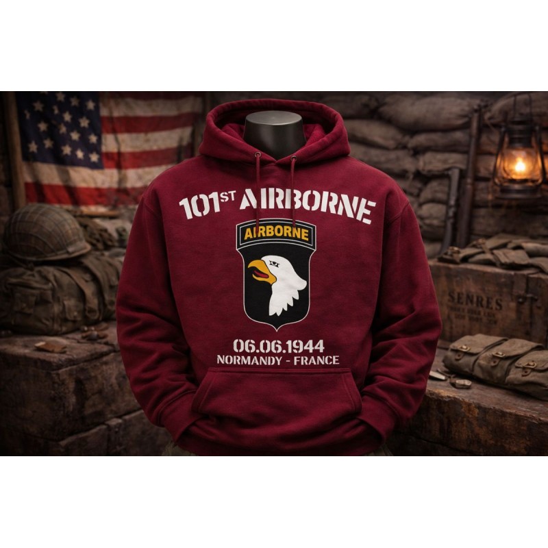HOODIE 101ST AIRBORNE BORDEAUX
