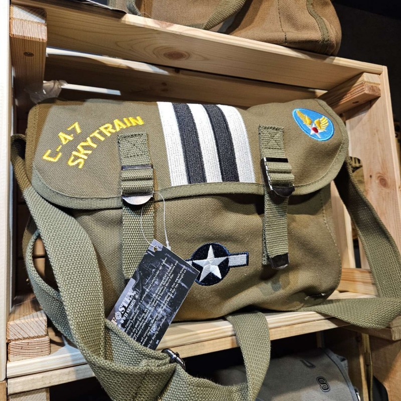 Besace Musette US C47 Skytrain Kaki – Sac Bandoulière Vintage Aviation WW2
